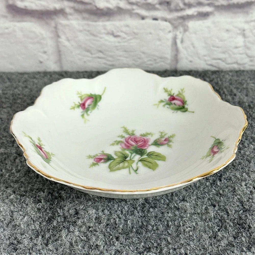 VTG MW Japan Porcelain Dessert Bowl Wild Rose 5.5